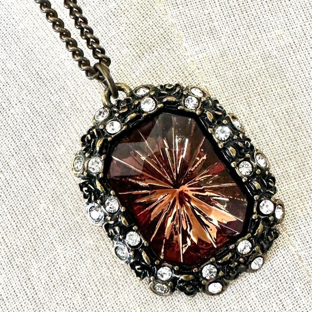 Avon Smokey Topaz Color Pendant Necklace - Picture 4 of 9